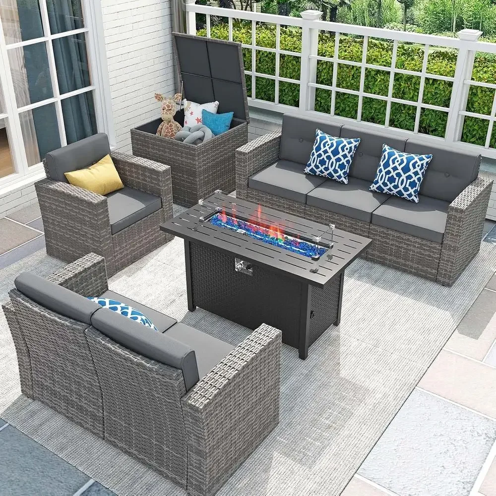Outdoor Furniture With Fire Pit - Conjunto de Móveis para Pátio de