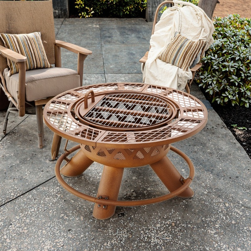 Outdoor Furniture With Fire Pit - Conjunto de Churrasqueira e Mesa de