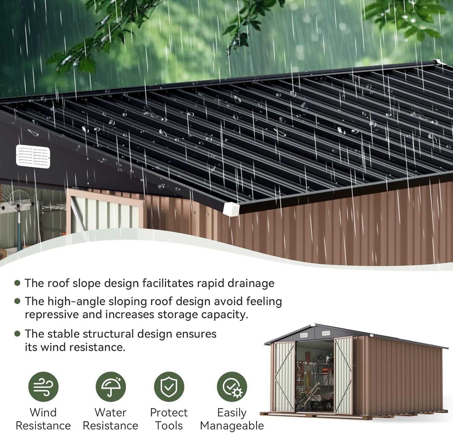 Outdoor Furniture With Storage - Galpão de armazenamento externo de 12