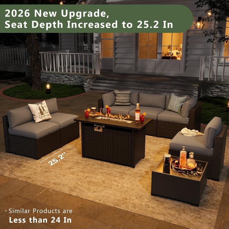 Outdoor Furniture With Fire Pit - Conjunto de Móveis para Pátio Aoxun