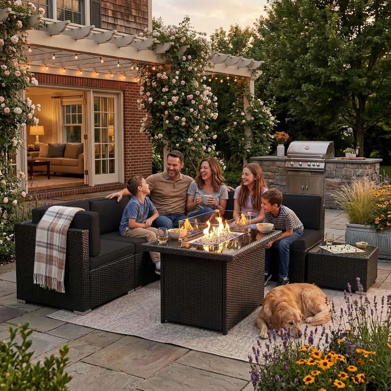 Conjunto de Sofá Seccional de  - Outdoor Furniture With Fire Pit avaliação e preço