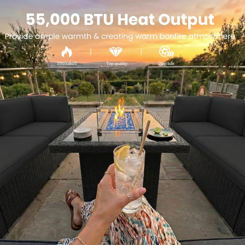 Conjunto de Sofá Seccional de  - Outdoor Furniture With Fire Pit avaliação e preço