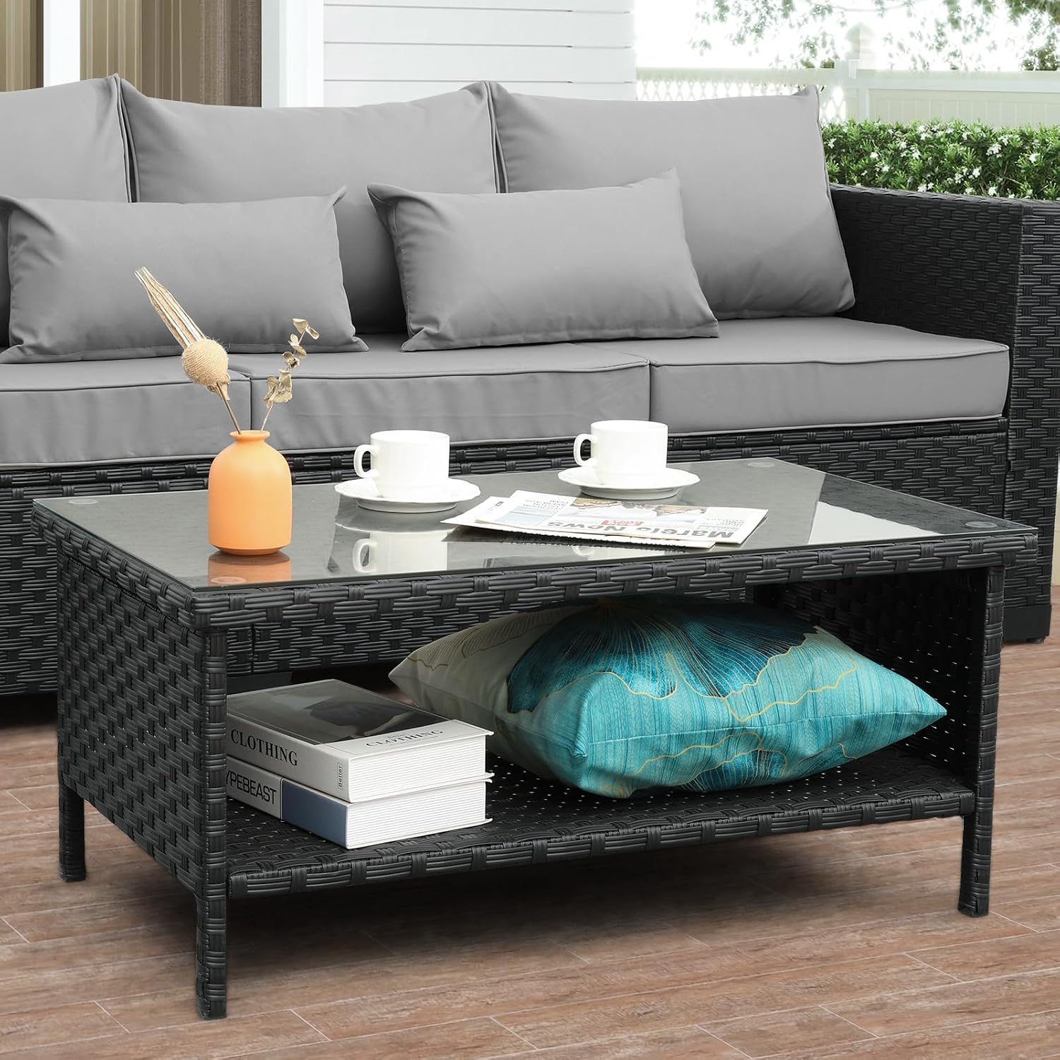 Mesa de Café de Vime para Exte - Outdoor Furniture With Storage avaliação e preço