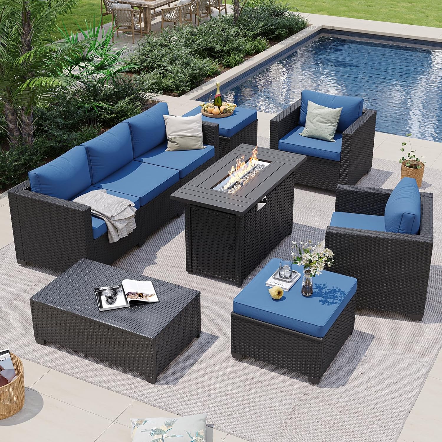 Sofá Seccional Azul Marinho pa - Outdoor Furniture With Fire Pit avaliação e preço