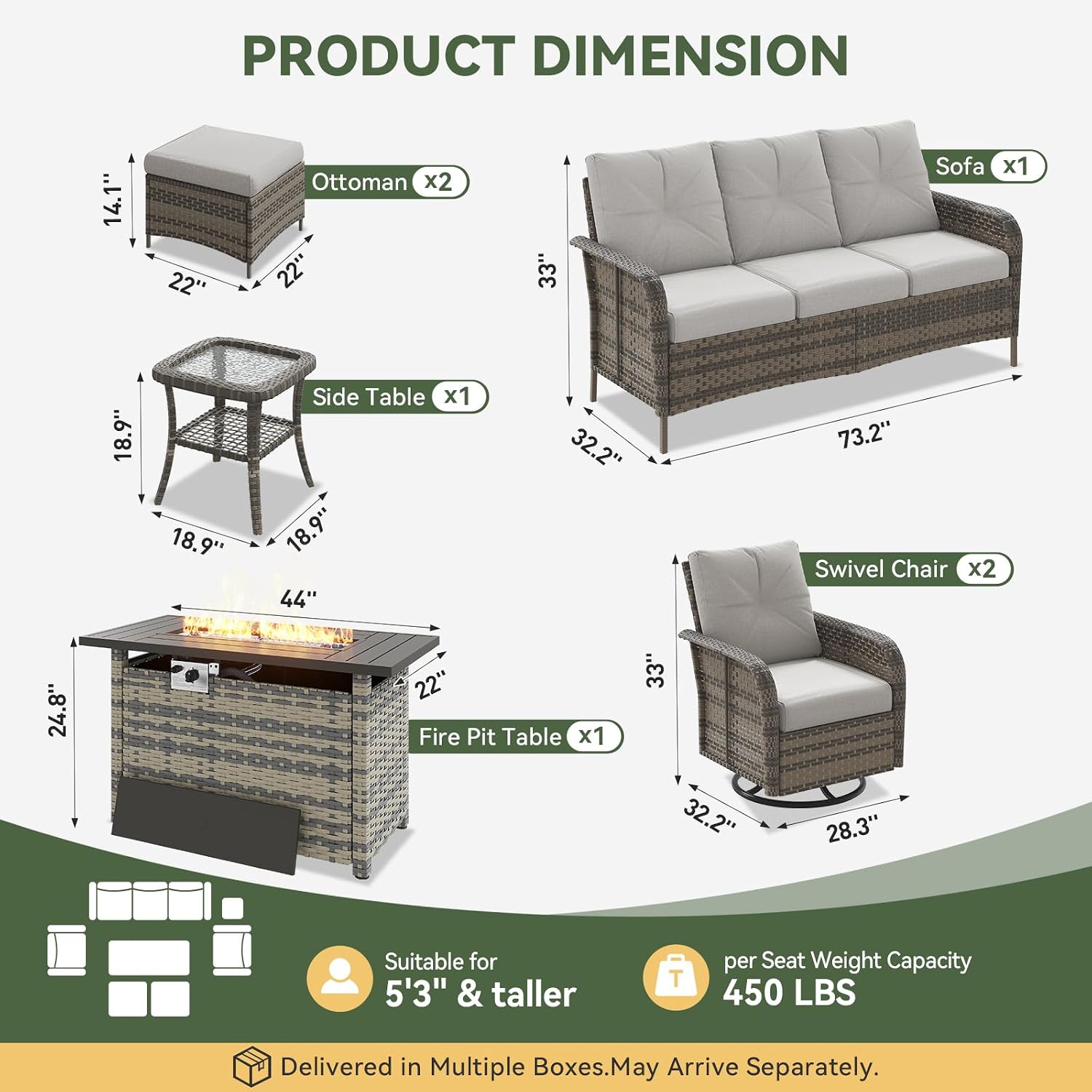 Conjunto de Pátio em Vime de 7 - Outdoor Furniture With Fire Pit avaliação e preço