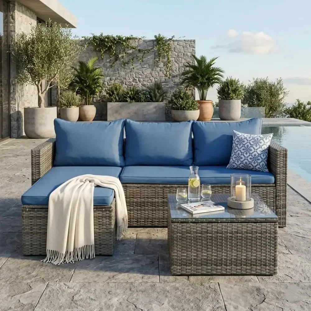 Conjunto de Móveis de Vime par - Outdoor Furniture With Fire Pit avaliação e preço